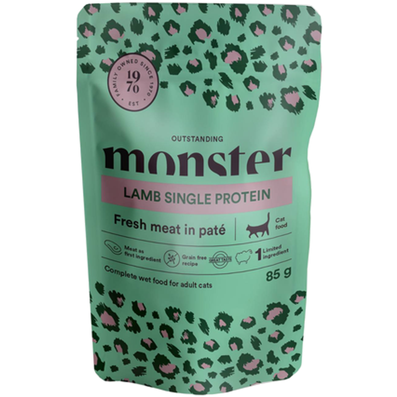 Monster Pet Food - Cat Pouches Adult Lamb 85 g x 8 st - Portionspåsar - Katt - ZOO.se
