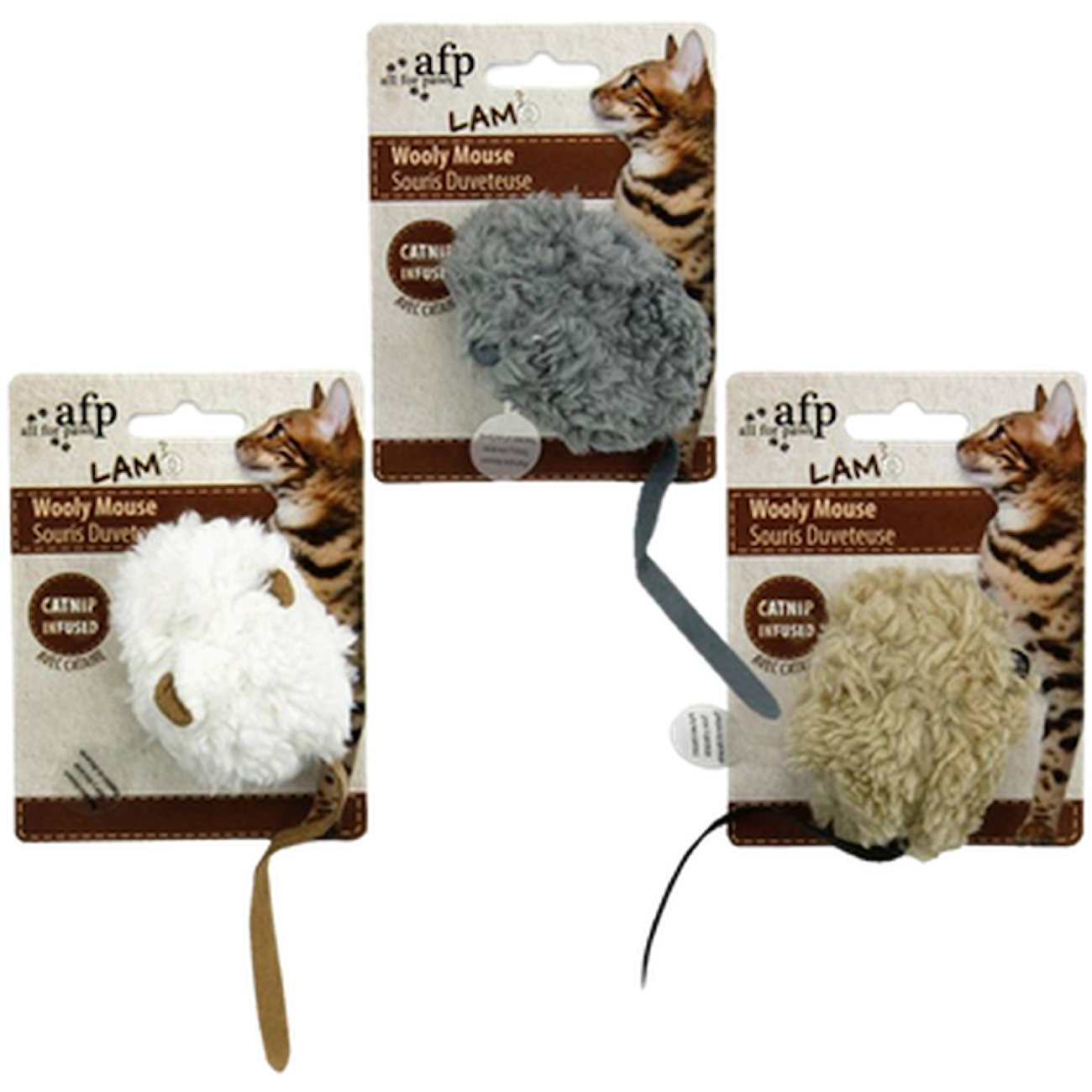 LAM Wooly Mouse Cat Toy Gray 7 x 3 cm