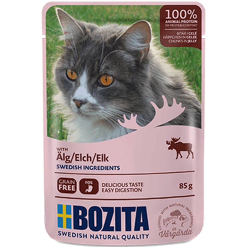 Bozita Katt - Pouch Elk in Jelly 12 x 85 g - Katt - Kattfoder & kattmat - Blötmat & våtfoder till katt - ZOO.se