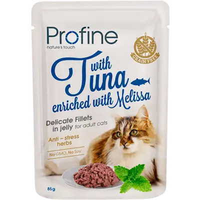 Cat Wet Food Pouches Adult Cat Fillets in Jelly with Tuna Enriched with Melissa
