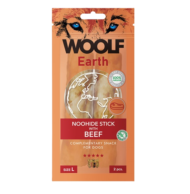 WOOLF Earth Noohide Stick with Beef L 85g
