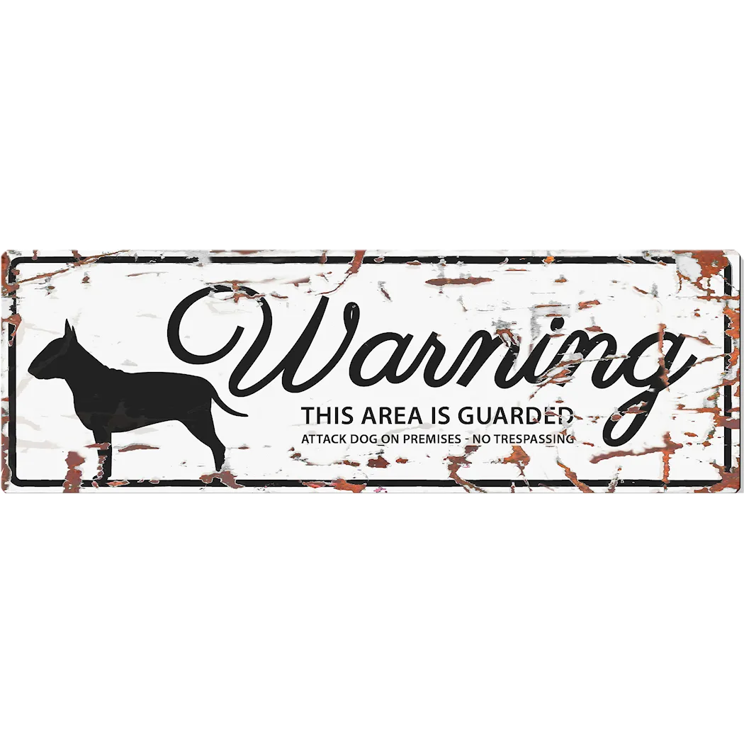 Varningsskylt Bull Terrier Metal Engelska