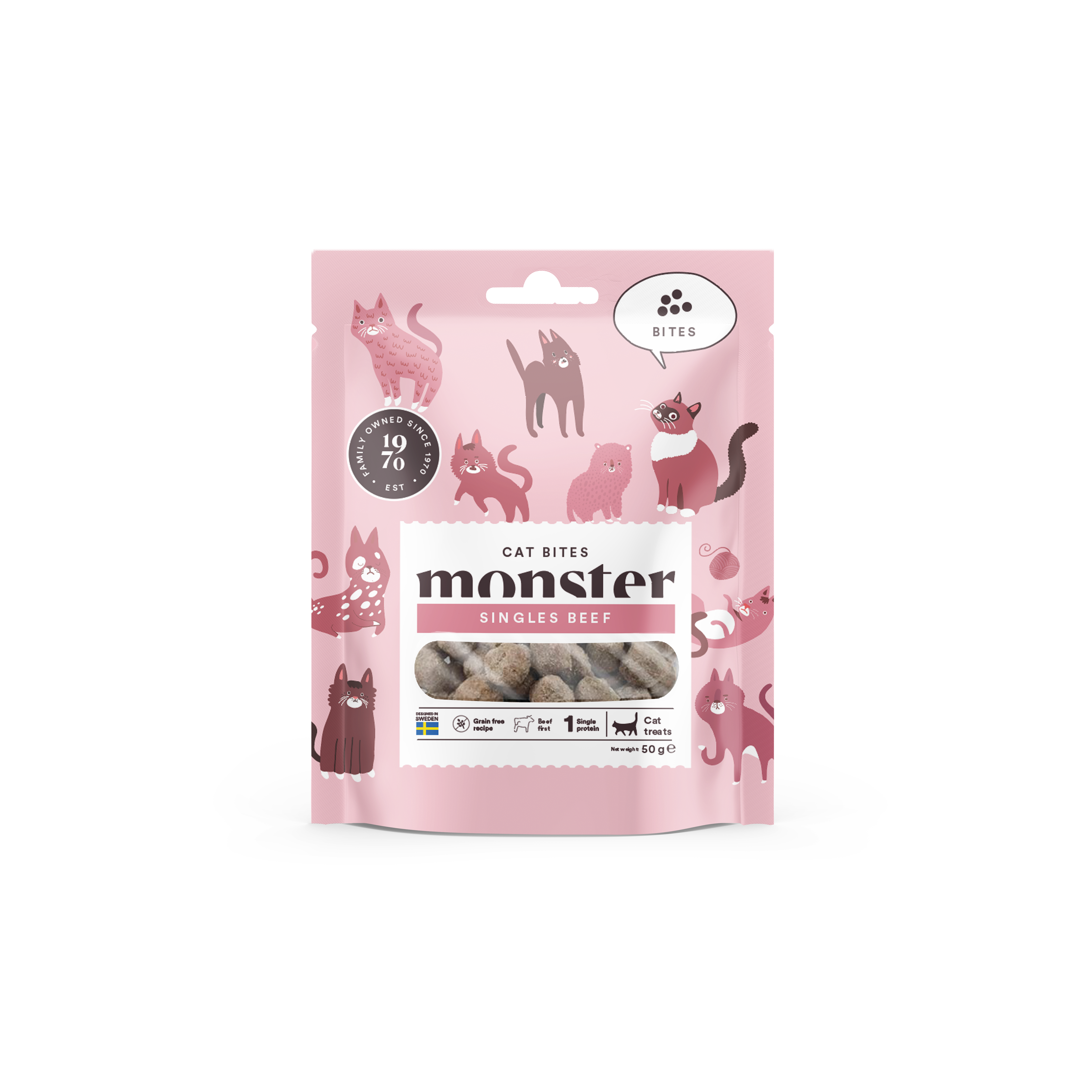 Monster Pet Food - Cat Bites Beef 50 g - Katt - Kattgodis & Kattgräs - Tuggsnacks För Katter - ZOO.se