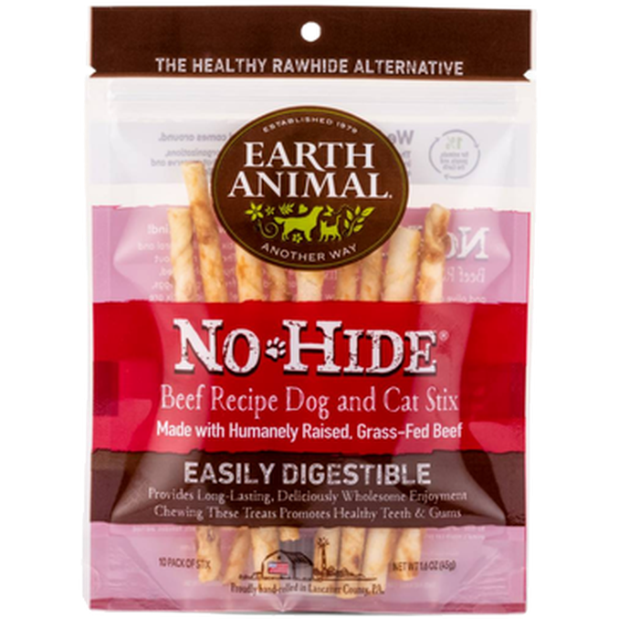 Earth Animal - No-Hide Beef Chew Stixs 45 g 10-pack - Hund - Hundgodis - ZOO.se