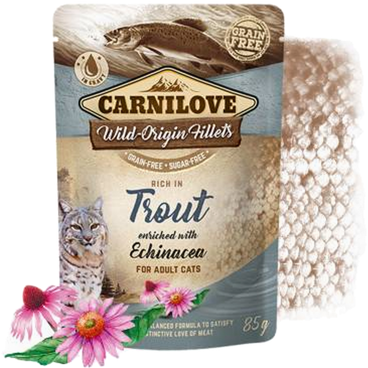 Cat Pouch Trout enriched with Echinacea 85 g x 24 st - Katt - Kattfoder & kattmat - Blötmat & våtfoder till katt - Carnilove - ZOO.se