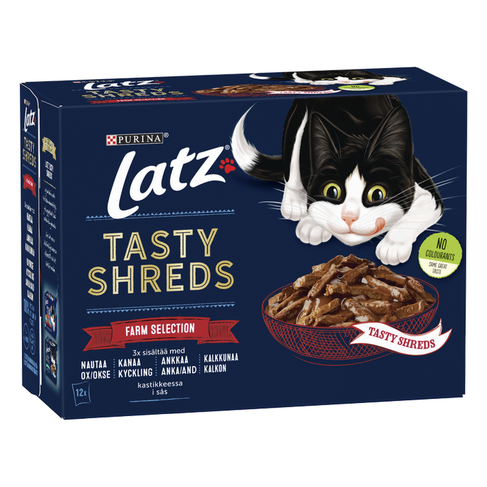 Purina - Tasty Shreds Farm Selection 12 x 80 g - Katt - Kattfoder & kattmat - ZOO.se