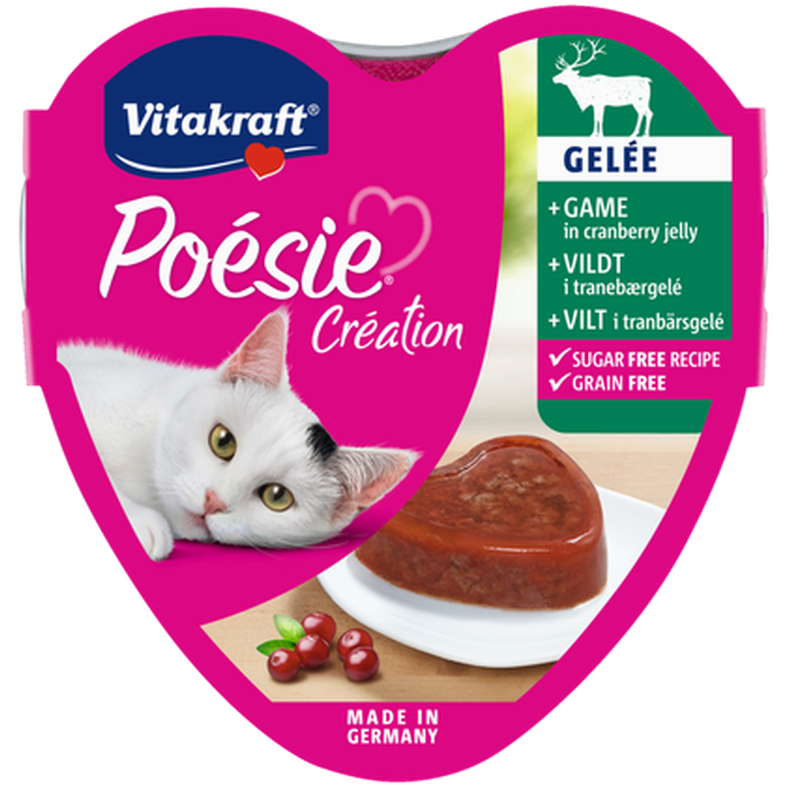 Poesie Vilt i Tranbärsgele 15 x 85 g - Katt - Kattfoder & kattmat - Blötmat & våtfoder till katt - Vitakraft - ZOO.se