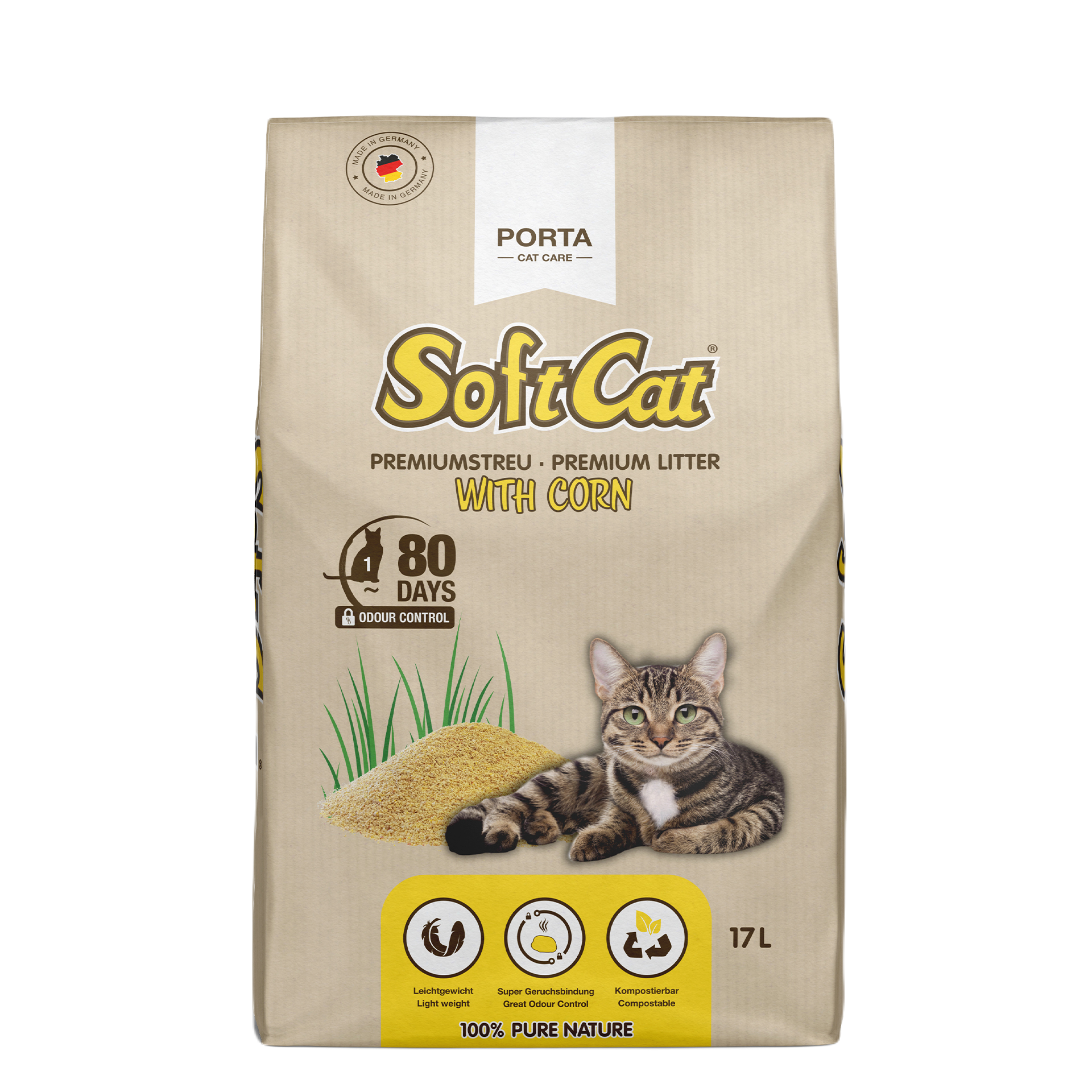 SoftCat - Corn - paper bag 17 L - Katt - Kattsand & kattströ - Ekologisk Kattsand & Kattströ - ZOO.se