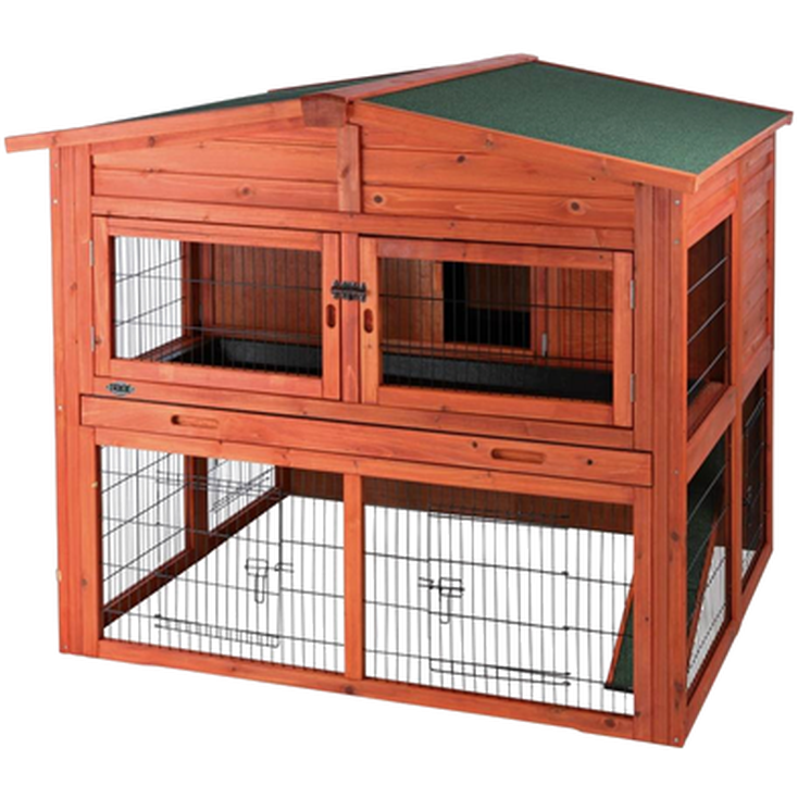 Trixie - Natura Small Animal Hutch XL with Enclosure Brown 135 x 115 x 112 cm - Smådjur - ZOO.se