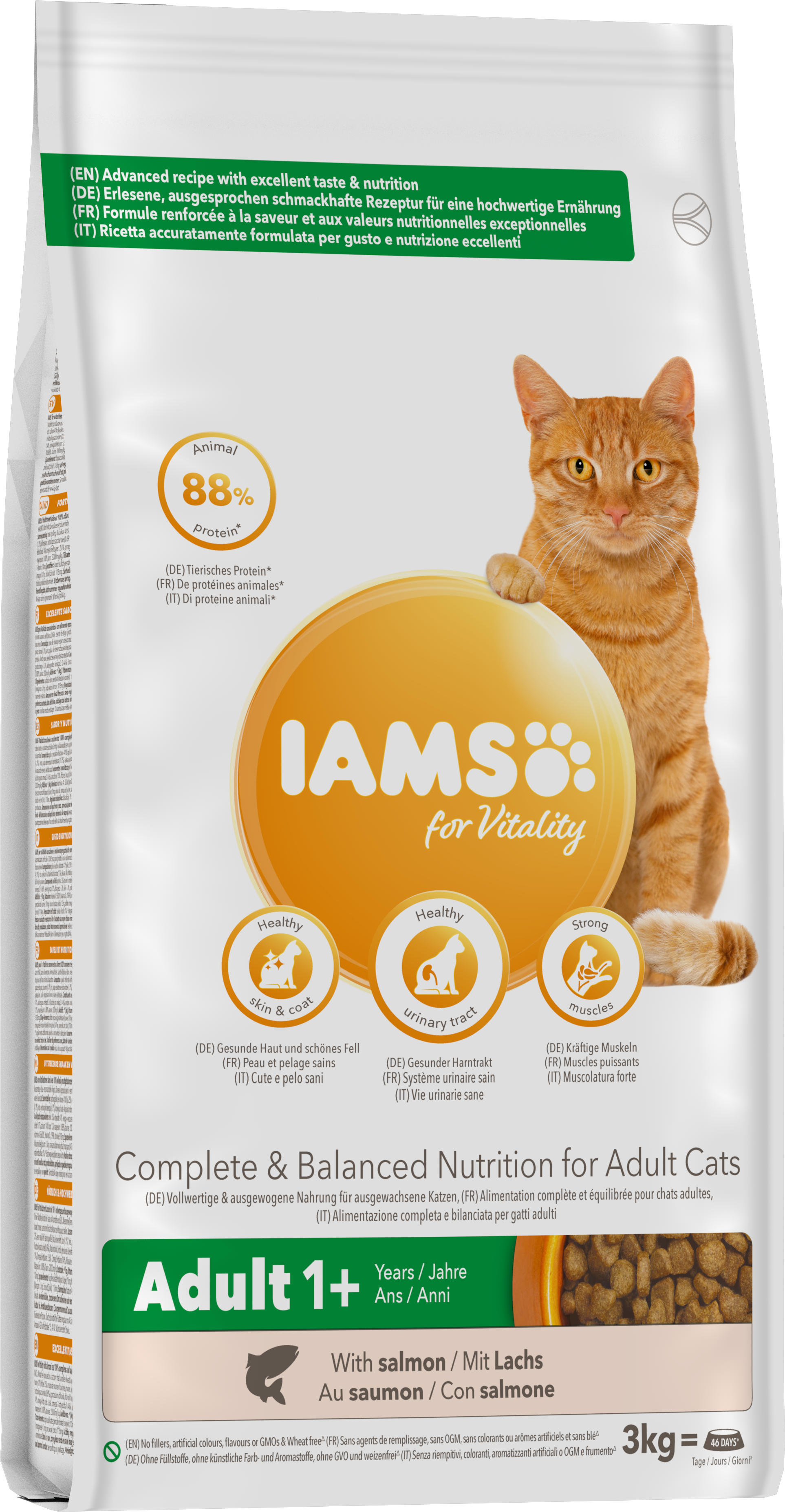Iams - Cat Adult Salmon 3 kg - Katt - Kattfoder & kattmat - Torrfoder till katt - ZOO.se