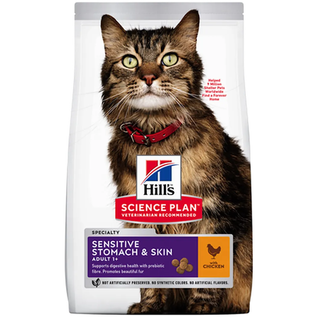 Hills Science Plan Feline Adult Sensitive Stomach & Skin Chicken - Dry Cat Food