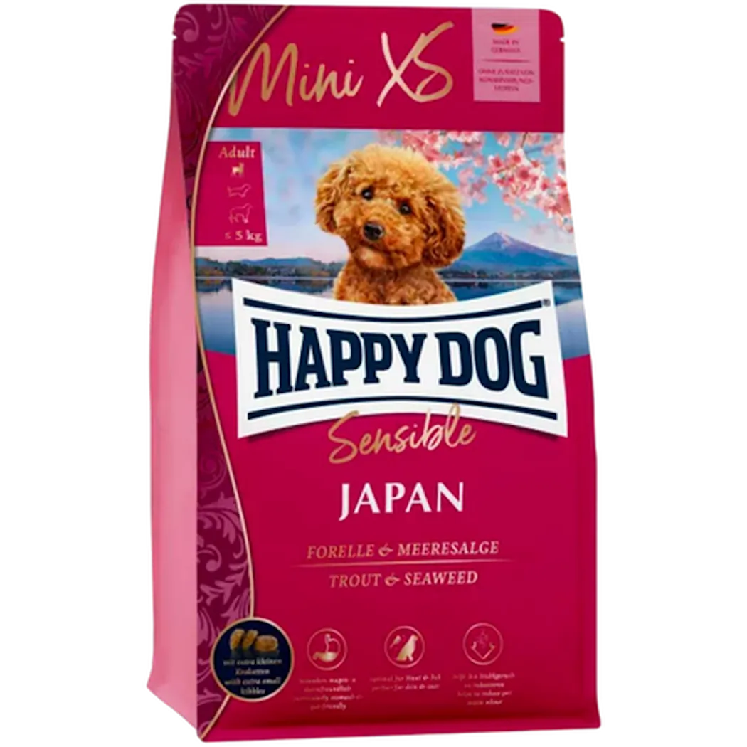 Happy Dog Dry Food Supreme Sensible Mini XS Japan GlutenFree Trout & Seaweed Red 300 g
