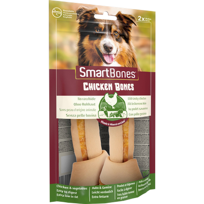 SmartBones® - Chicken Medium 2 kpl Pakkaus - Koirat - Koiran herkut ja puruluut - Koiranluut ja solmuluut