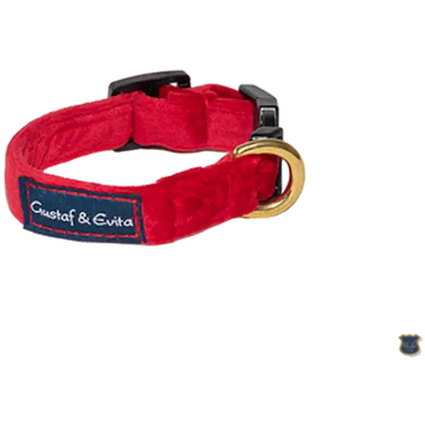 Hundehalsbånd SNK Velvet - hurtigutløsende/justerbart rødt 30 cm