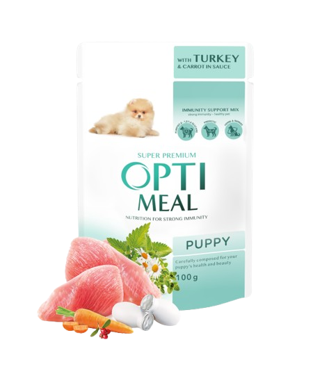 Optimeal - Сanned Pet Food For Puppy with Turkey and Carot In Sauce 12 x 100 g - Hund - ZOO.se