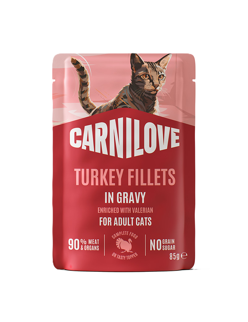 Carnilove Cat Pouch Gravy rich in Turkey enriched with Valerian 85g