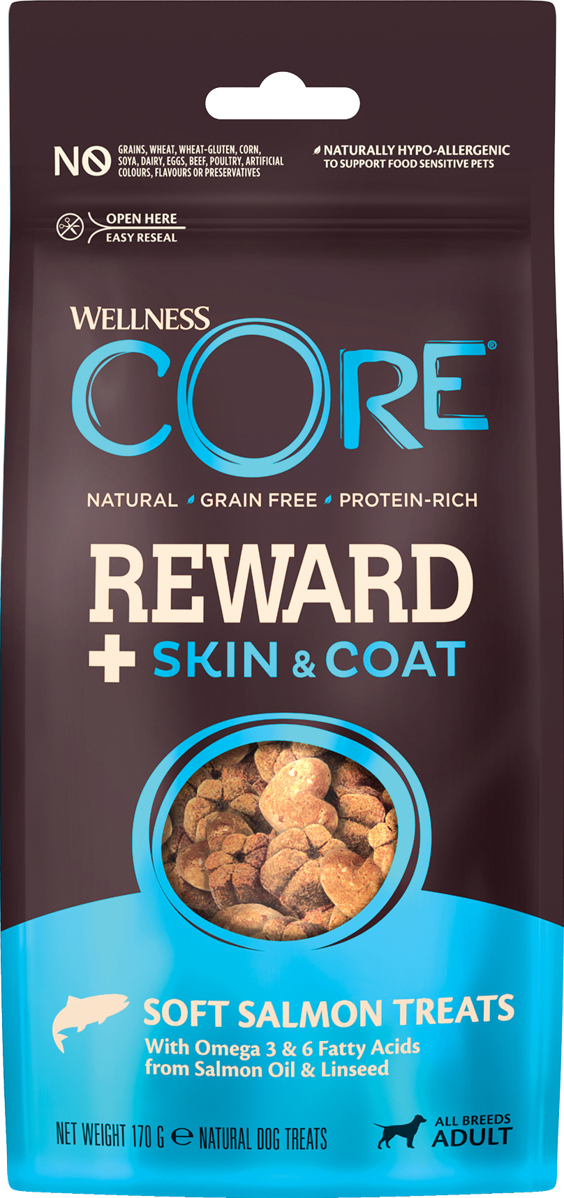CORE Petfood - Reward+ Treats Salmon Skin & Coat 170g - Hund - Hundgodis - ZOO.se