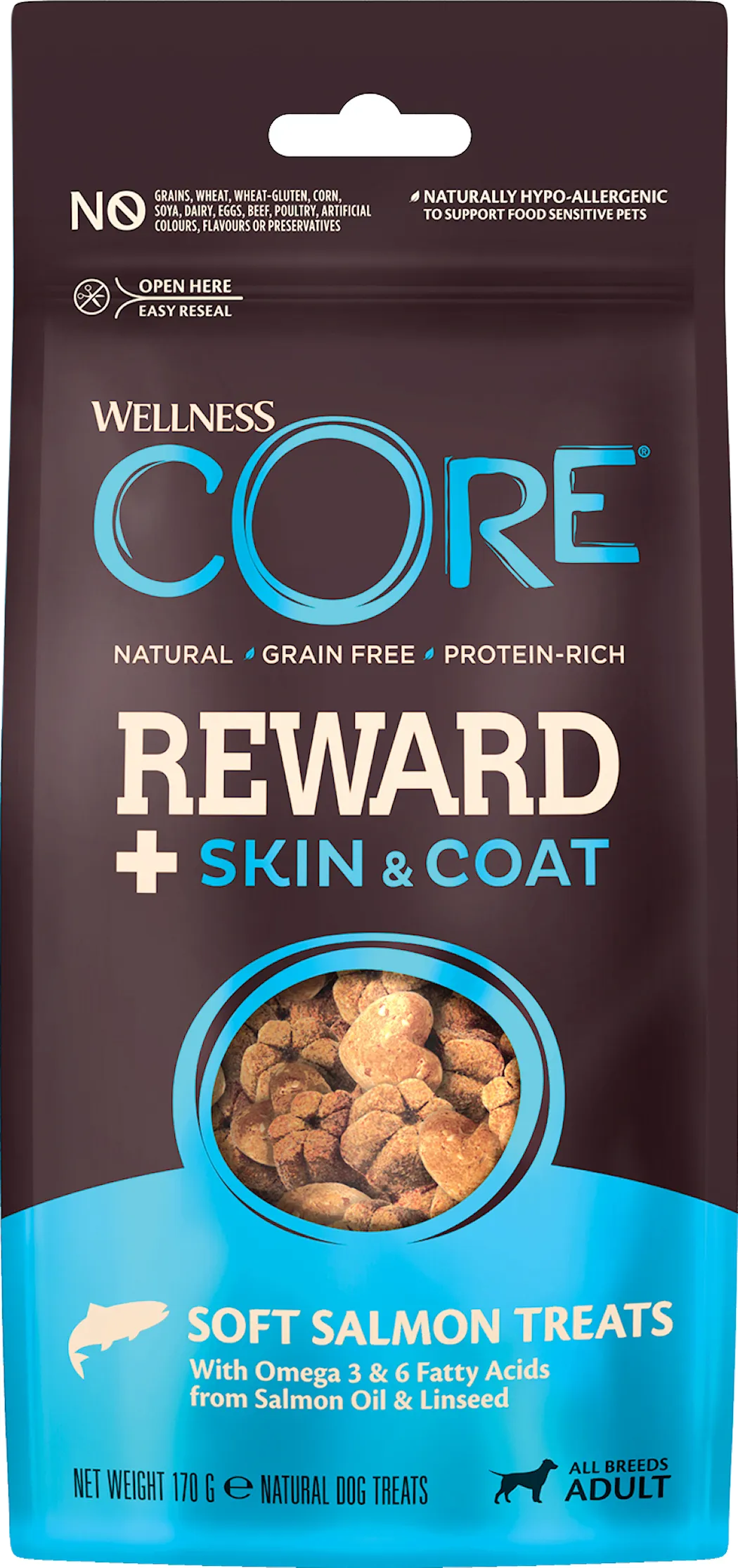CORE Petfood Reward+ Treats Salmon Skin & Coat 170g