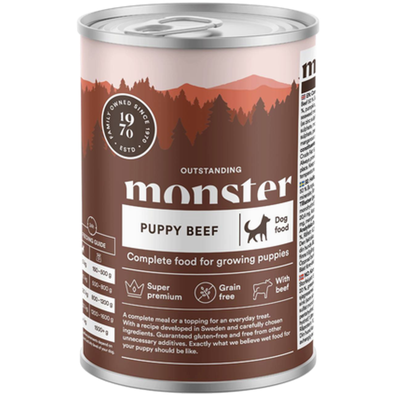 Dog Puppy Beef på boks 400 g x 6 - Hund - Hundefôr & hundemat - Våtfôr & våtmat - Monster Pet Food