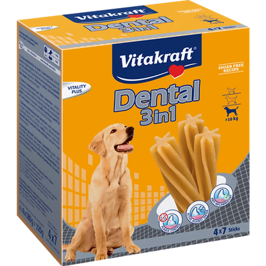 Vitakraft Dental Care 3 i 1 Dog 28-pakning
