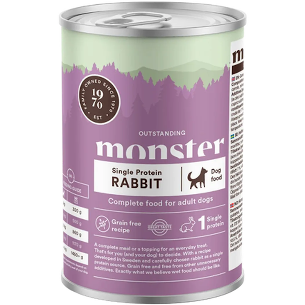Monster Pet Food Dog Adult Single Rabbit Purkki