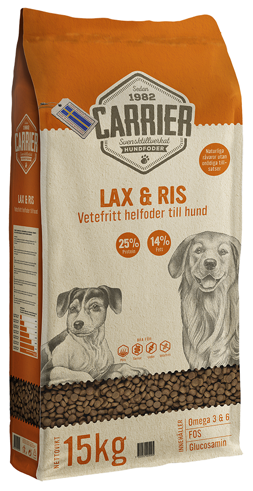 Lax & Ris 15 kg - Hund - Hundmat & hundfoder - Torrfoder för hund - Carrier - ZOO.se