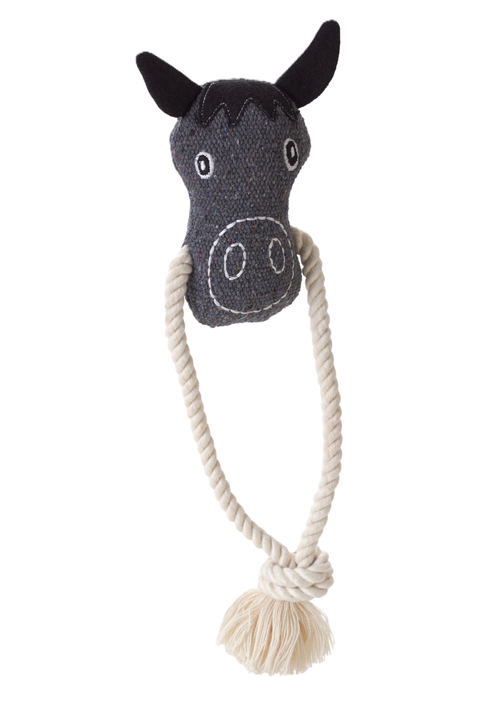 Dog Toy Nebraska Horse w rope Cotton Grey 25 cm