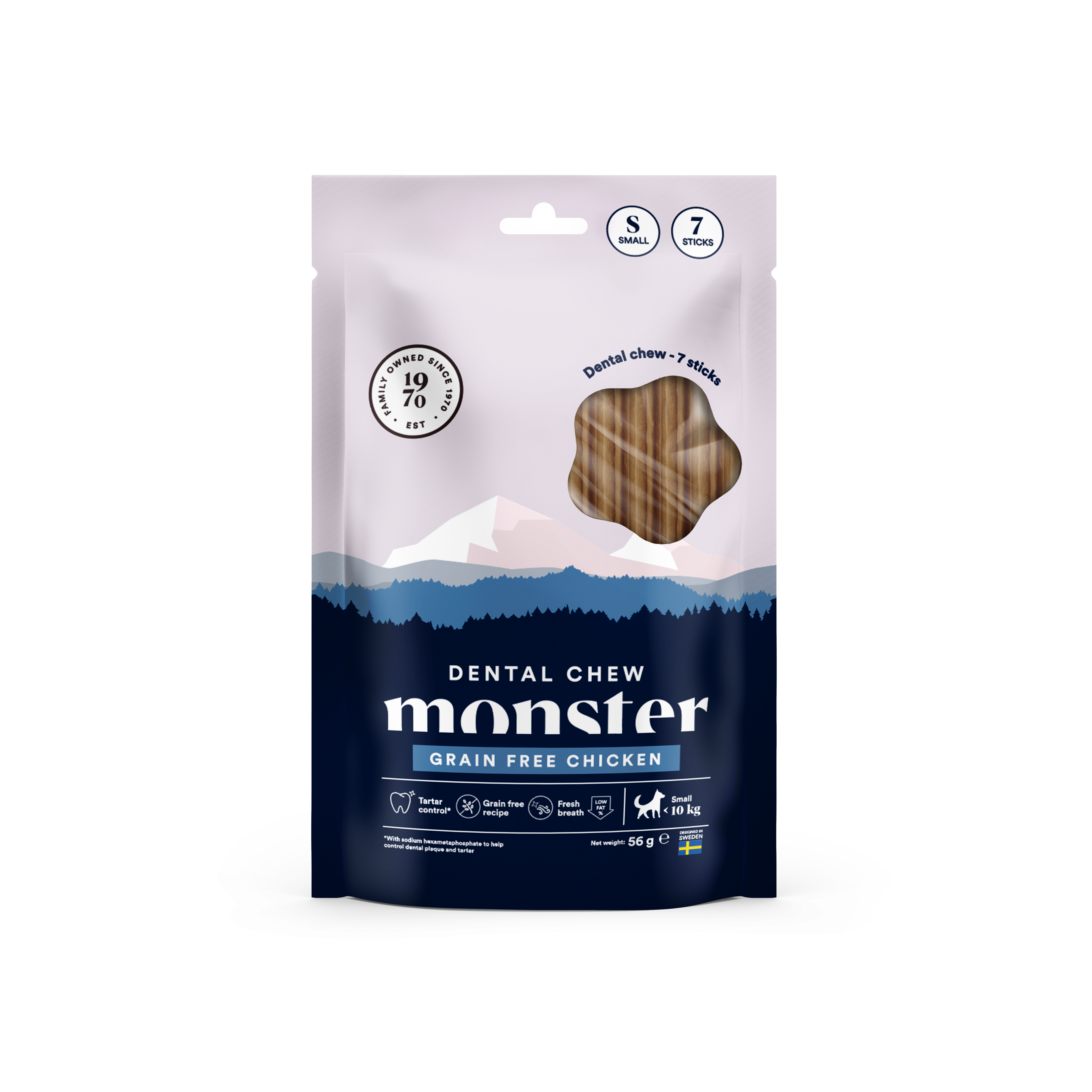 Monster Pet Food - Dog Dental Chew Grain Free Chicken Small Week 7 pcs 56 g - Hund - ZOO.se