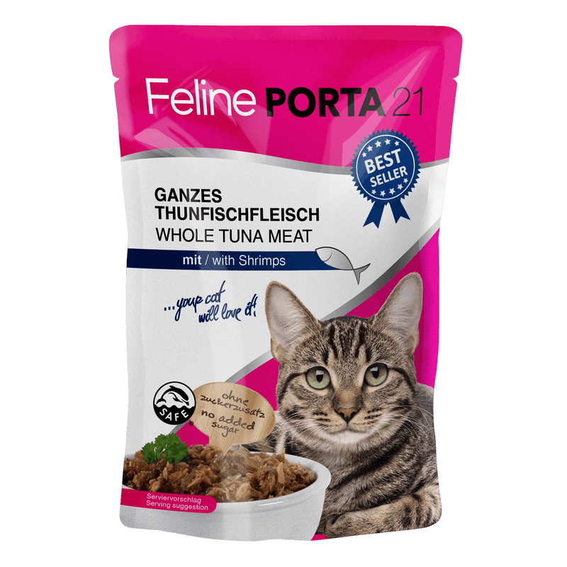 Porta21 - Feline Tuna with Shrimps Cat Pouch 100g - Katt - Kattfoder & kattmat - ZOO.se