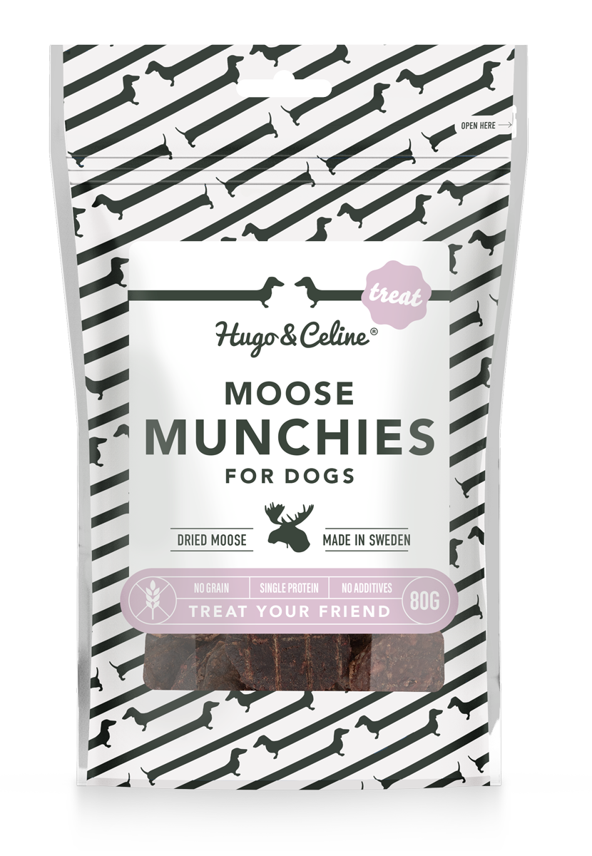 Hugo and Celine - Moose Munchies 80 g - Hund - Hundgodis - Naturligt hundgodis - ZOO.se