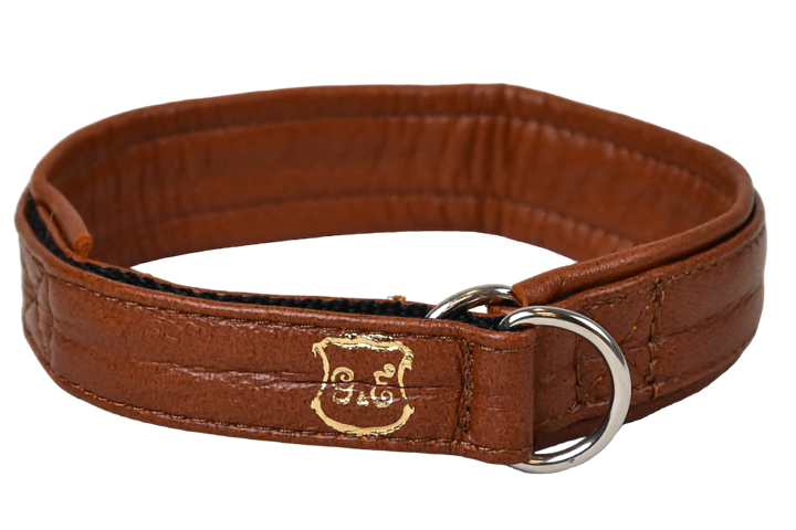 Gustaf och Evita - Läderhalsband halvstryp, 32,5cm, Cognac - Hund - Hund - ZOO.se