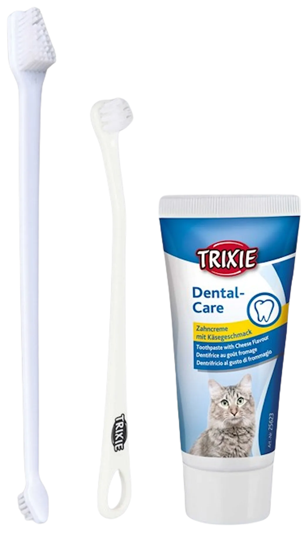 Trixie Tandvårds set till katt, 2 borstar + tandkräm m ostsmak
