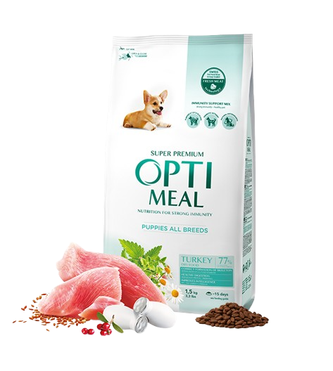Optimeal - Complete dry pet food for puppies all breeds - turkey 1,5 kg - Hund - ZOO.se