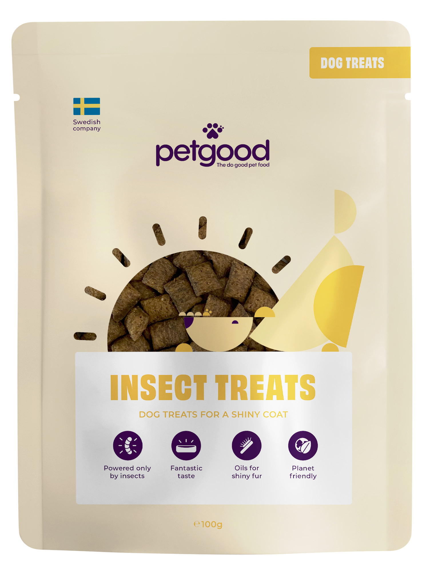 Petgood - Insektsbaserat hundgodis för glänsande päls, 100 g - Hund - ZOO.se