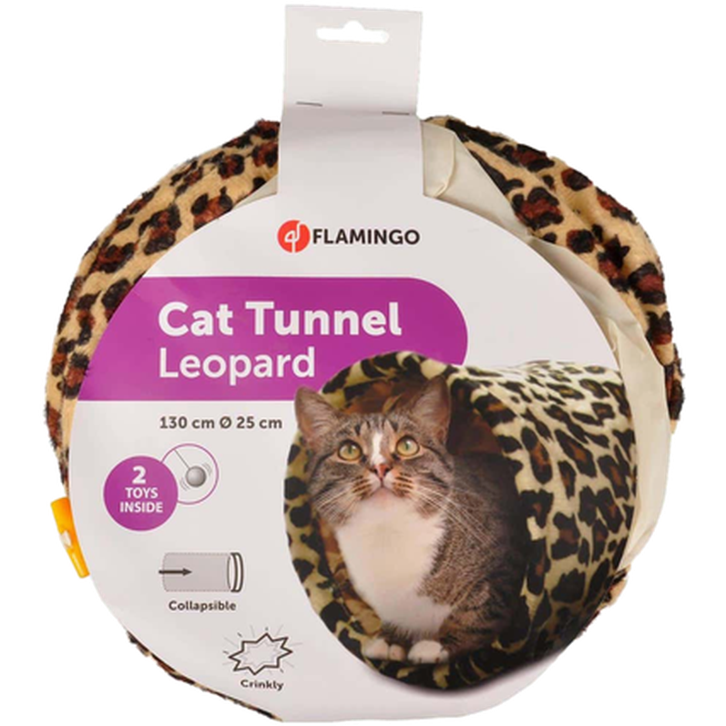 Flamingo - Cat Tunnel Leopard Pattern 90 cm - Katt - Kattleksaker - ZOO.se