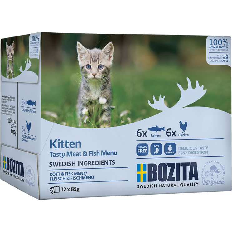 Bozita Katt - Kitten Meat & Fisk i Sås Pouch 12 x 85 g - Katt - Kattfoder & kattmat - ZOO.se