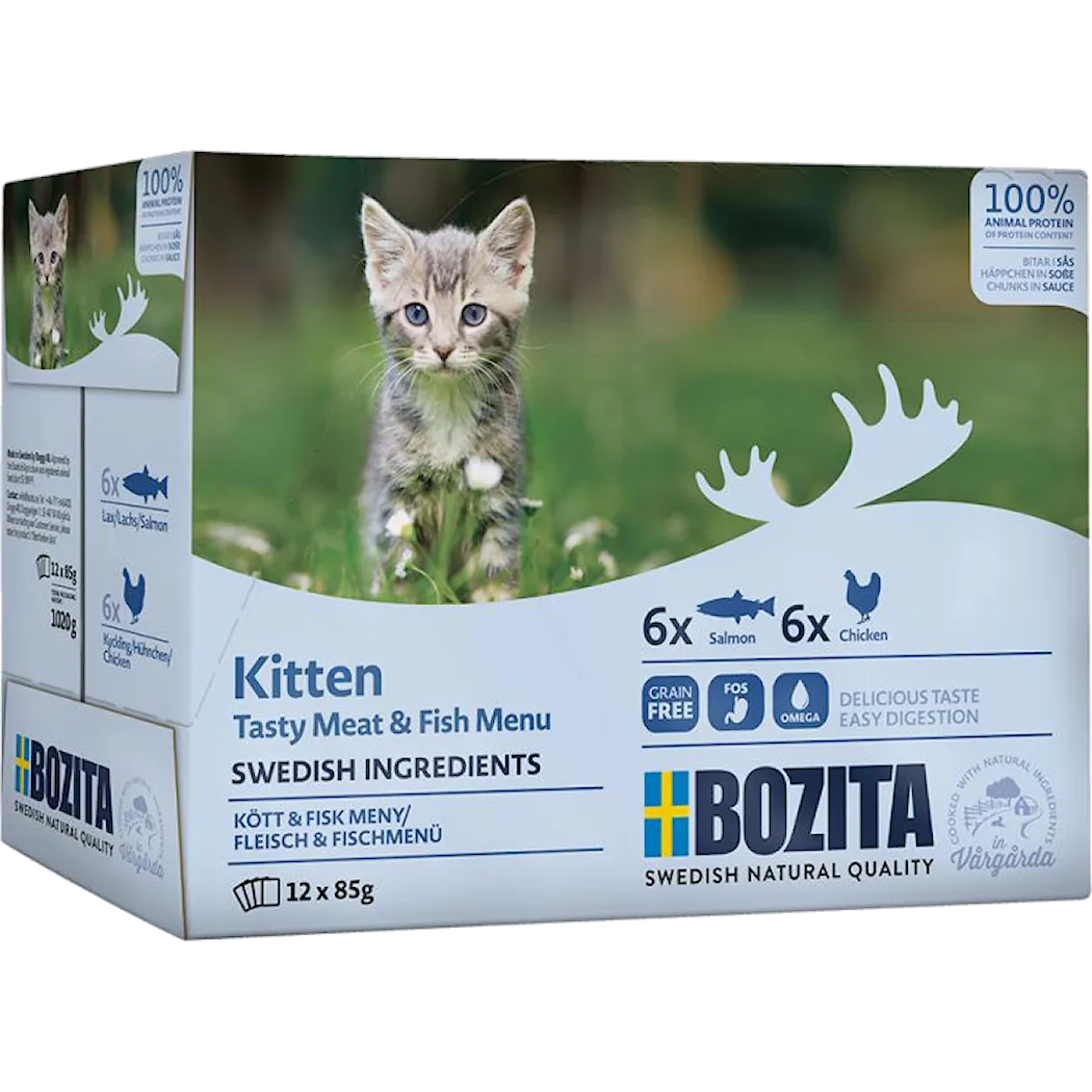 Bozita Katt Kitten Meat & Fisk i Sås Pouch 12 x 85 g