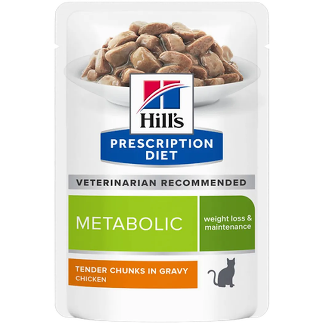 Hill's Prescription Diet Feline Metabolic Weight Chicken Pouch 12x85g
