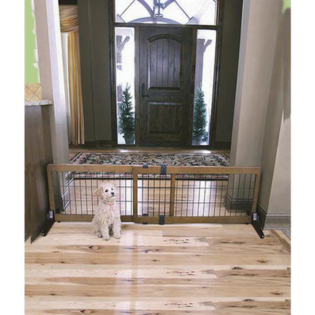 Pet Gate Freestanding Small Extra Wide Brown 97-152 x 51 cm