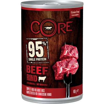 Preview of Core Petfood Dog Adult 95% Single Protein All Breed Beef & Broccoli Wet 400 g