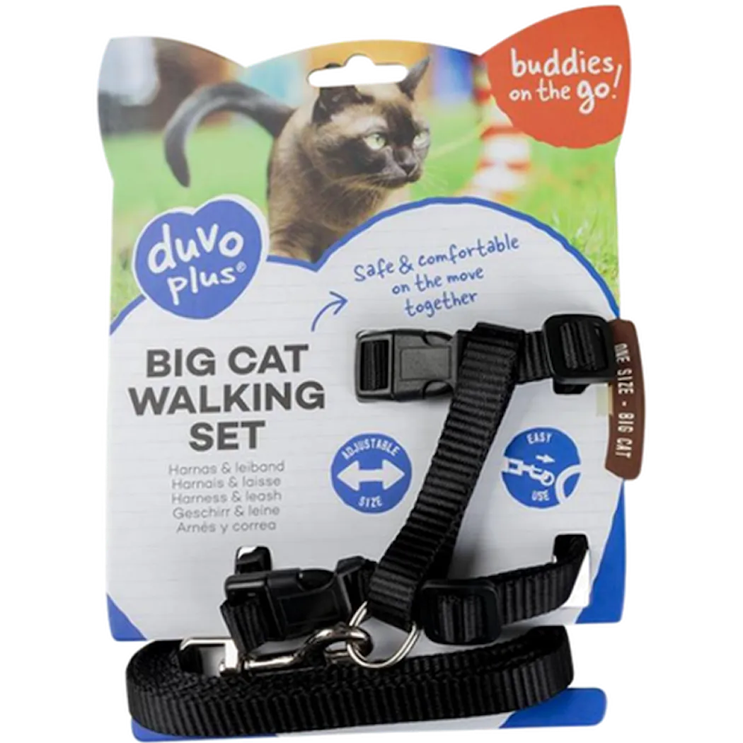 Big Cat Walking Set Uni - Comfortable harness and lead Mix Hals 30-58cm