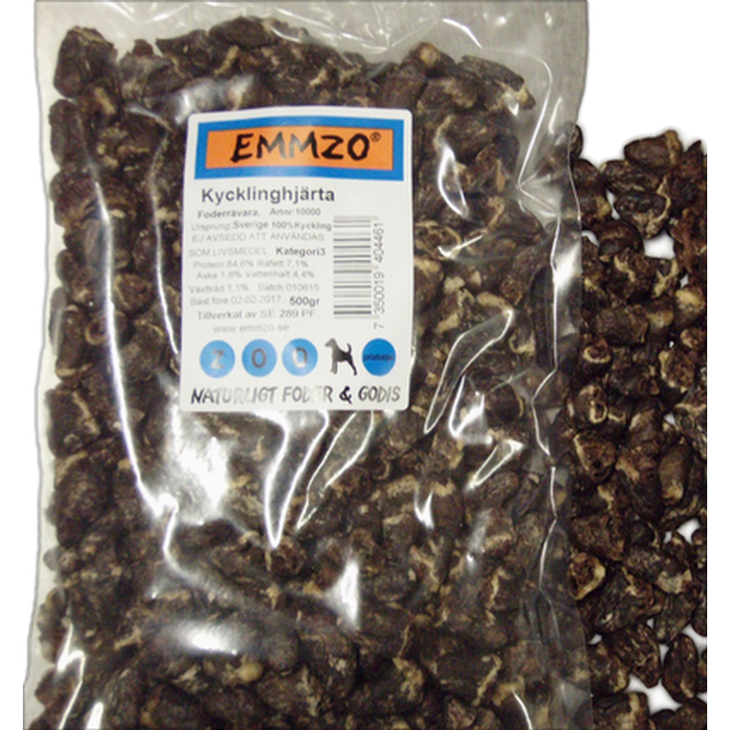 Emmzo Tørket kyllinghjerte helt brunt 500 g