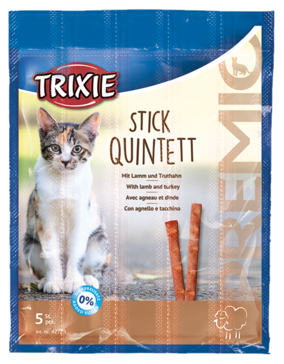 Premio Stick Quintett Lamm & Kalkon 5 x 5 g - Katt - Kattgodis & Kattgräs - Belöningsgodis för katt - Trixie - ZOO.se