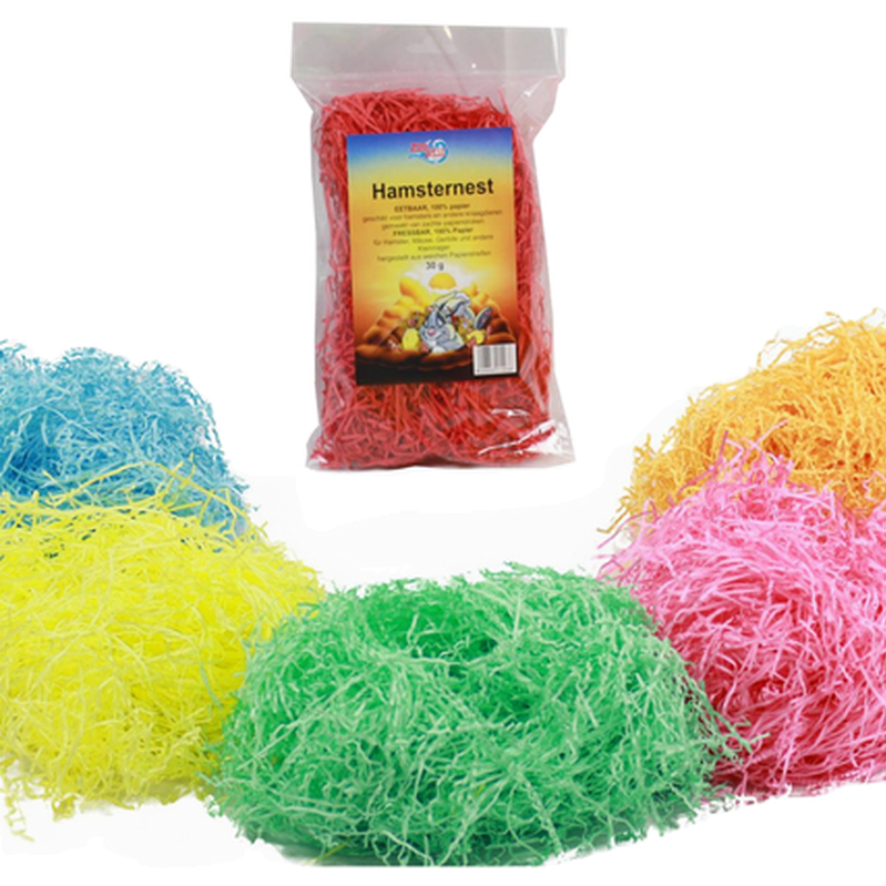 Classic - Hamsternest, 100 % syötävä, paperi, sekalaiset värit, 30 g, Hamsterin peti - Pieneläimet - Kuivikkeet ja pesätarvikkeet - Pesämateriaali ja hamsterivanu