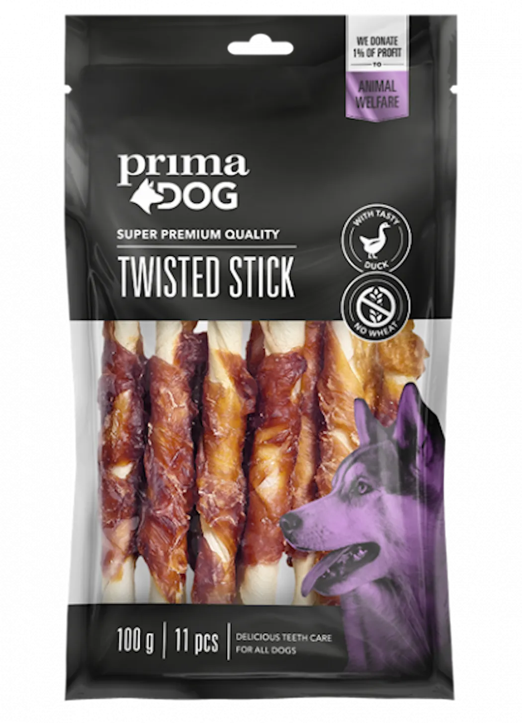 Prima Dog Twisted Stick Duck 45st 400 g