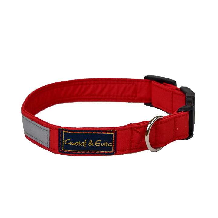 Gustaf och Evita - Ställbart Reflex Röd 25-30cm - Hund - Hund - Halsband - ZOO.se
