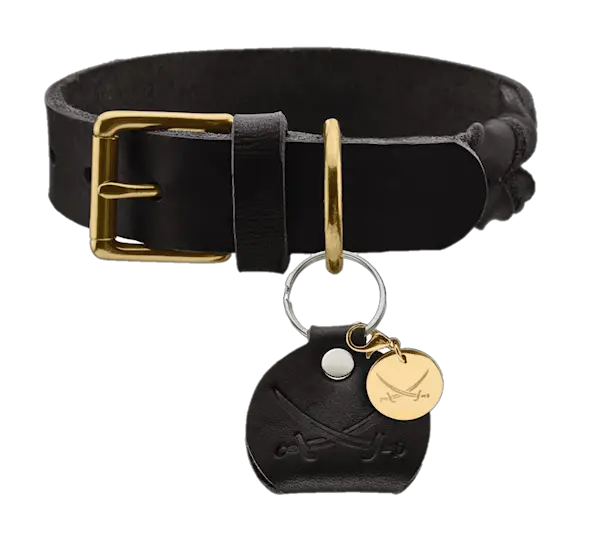Dog Collar Sansibar Solid Cow Leather Black L 65cm