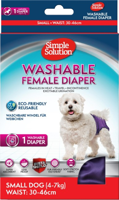 Simple Solution - Tvättbar blöja för tikar, S, Midja 30-46cm - Hund - Hundvård & Tillskott - ZOO.se
