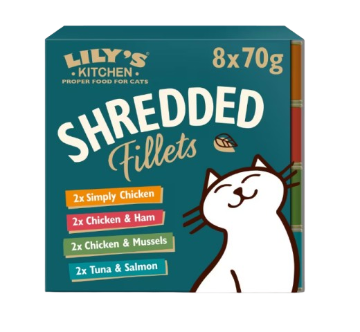 LILYS KITCHEN - Cat Shredded Fillets Tins Multipack 8 x 70 g - Katt - Kattfoder & kattmat - ZOO.se
