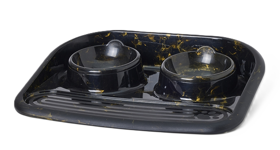 Savic Ruokabaari Butler Marble black gold, 45x36x8cm, 2x300ml